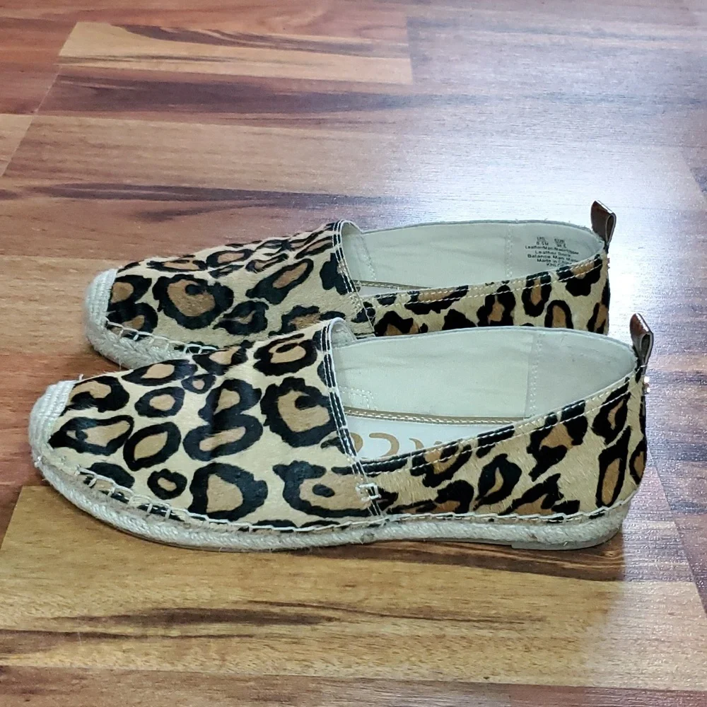 Sam Edelman Khloe Calf Hair Espadrille Leopard Print Leather 8.5